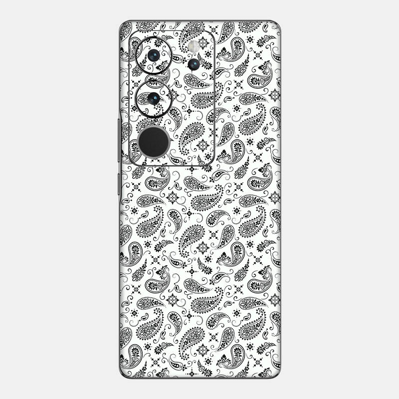 White Paisley Glass Back