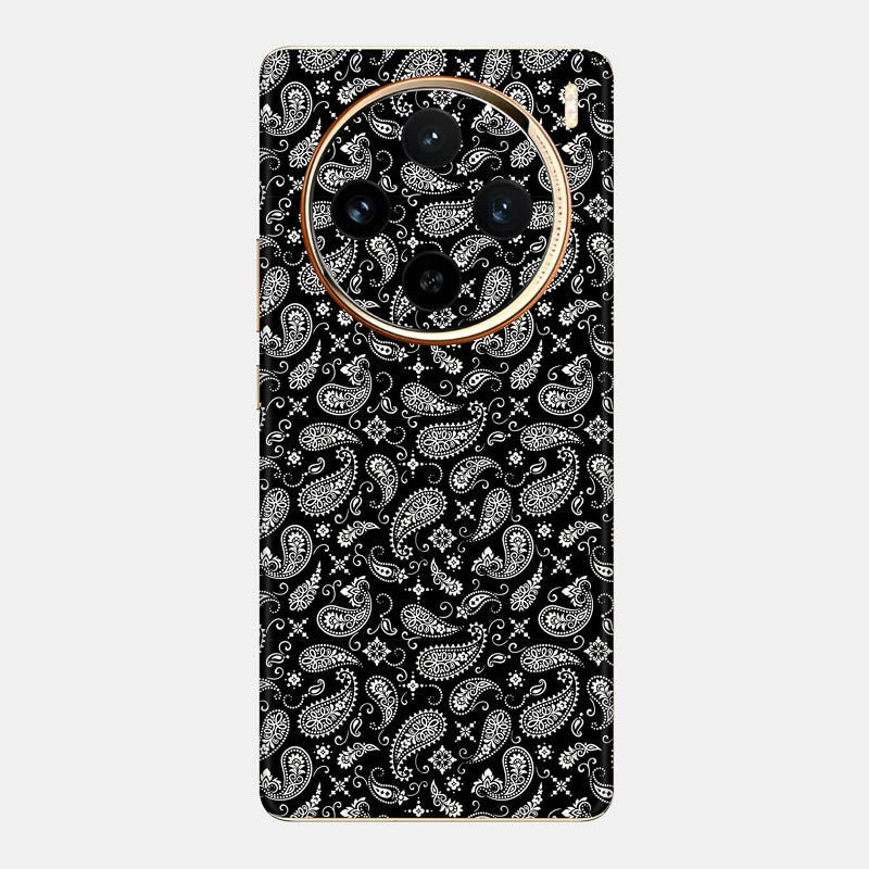 Black Paisley Glass Back