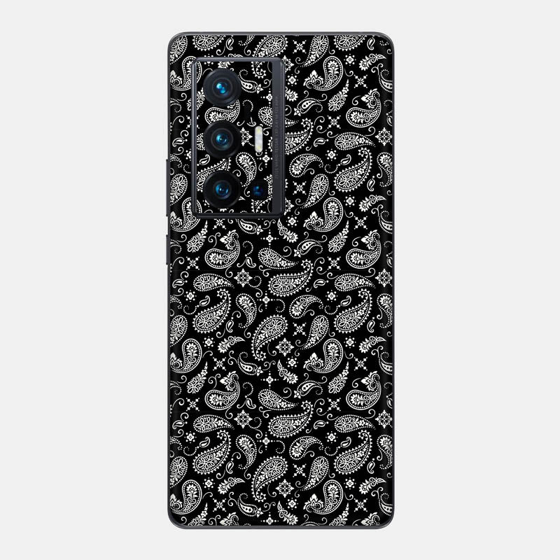 Black Paisley Glass Back