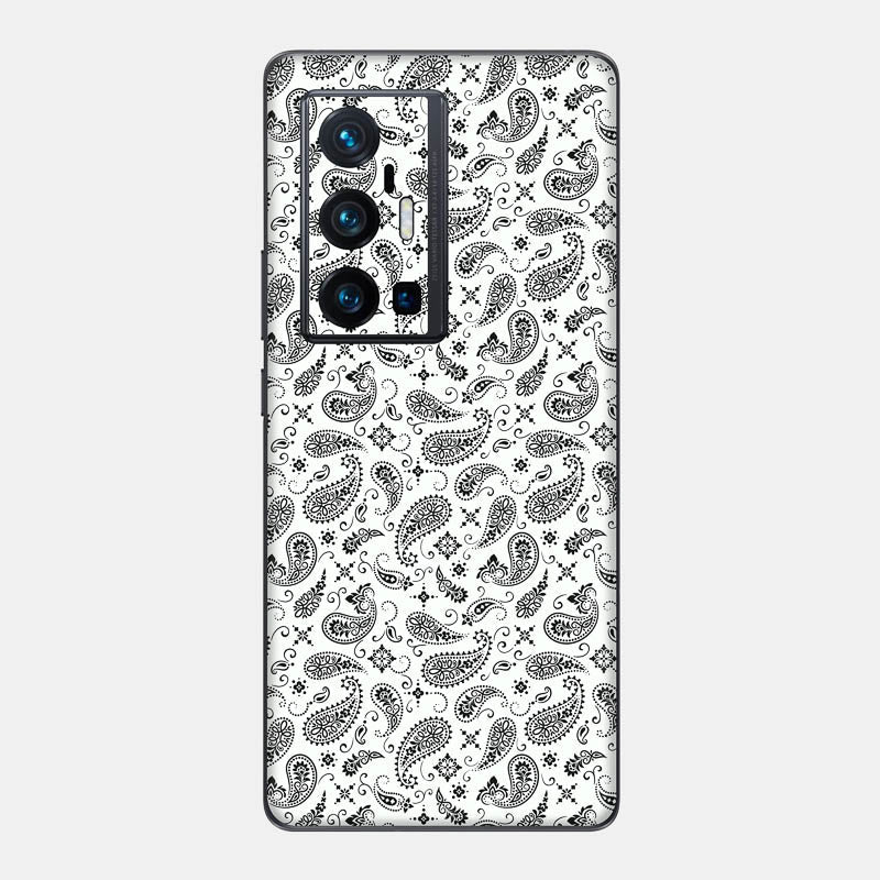 White Paisley Glass Back