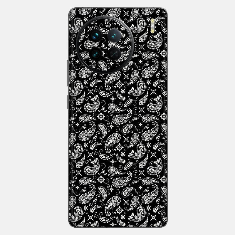 Black Paisley Glass Back