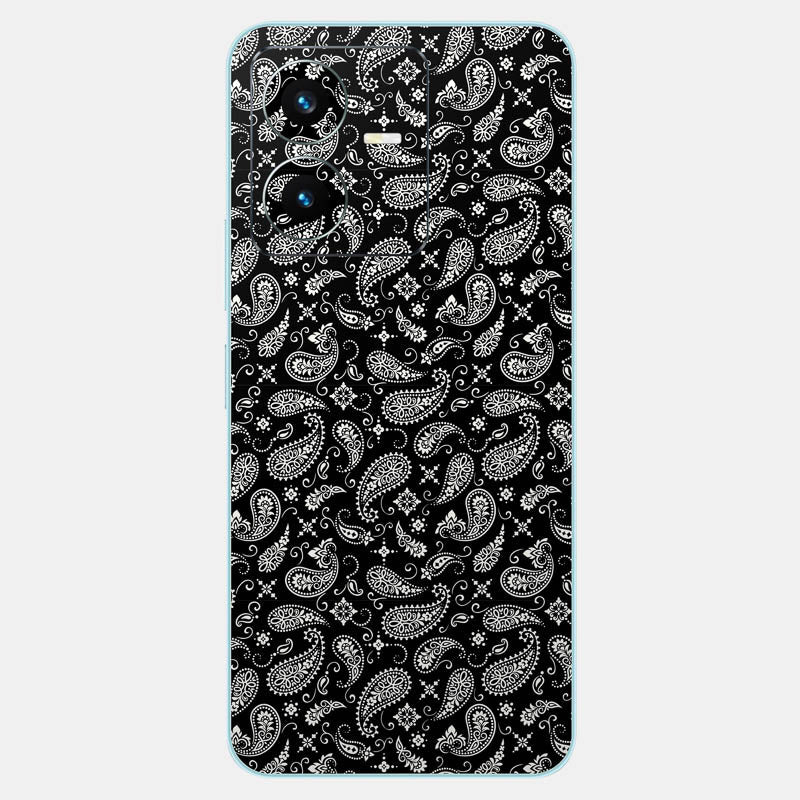 Black Paisley Glass Back