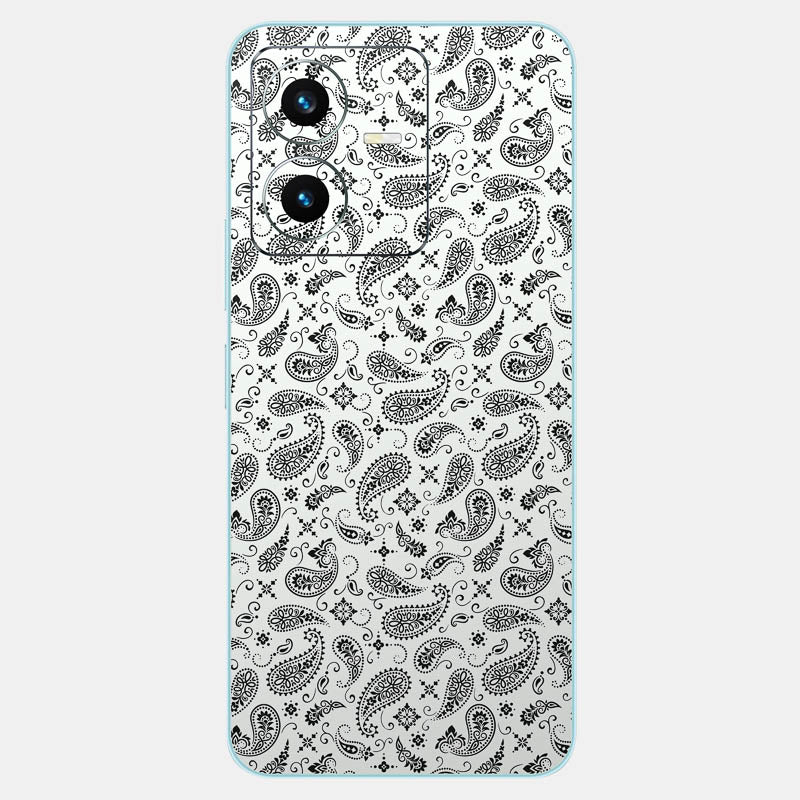 White Paisley Glass Back