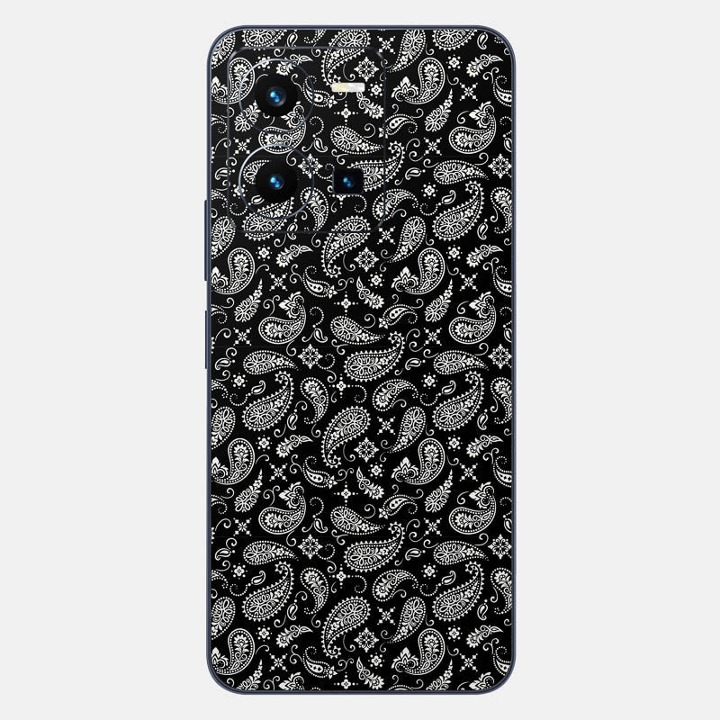 Black Paisley Glass Back