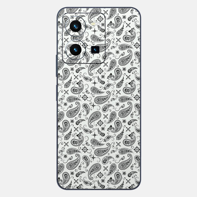 White Paisley Glass Back