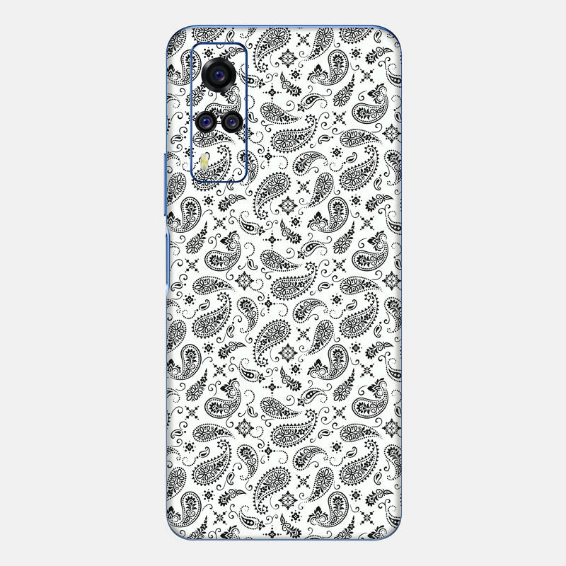 White Paisley Glass Back