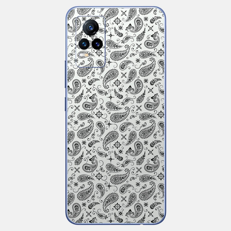 White Paisley Glass Back