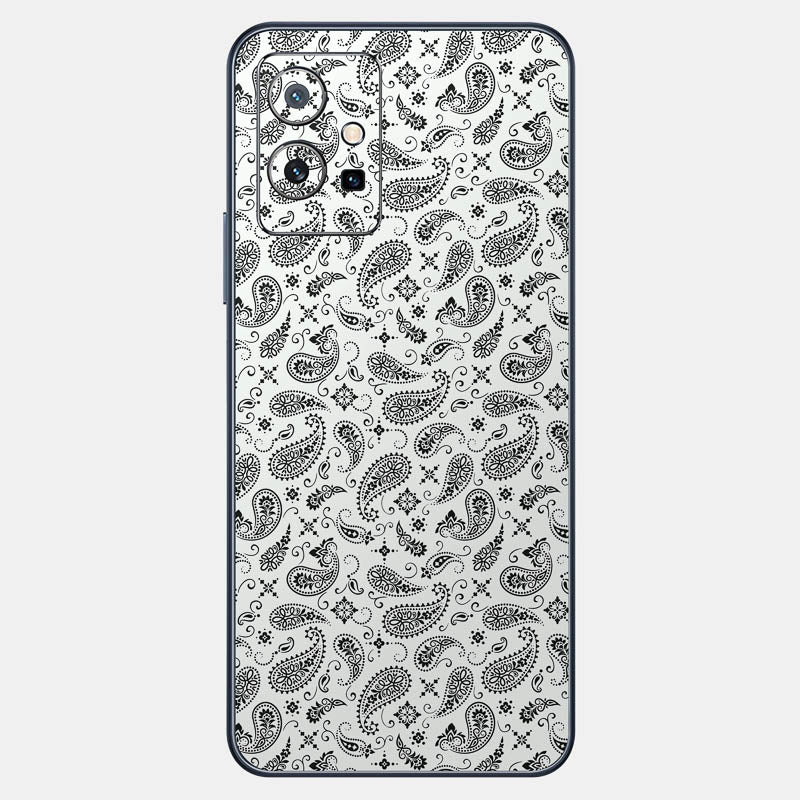 White Paisley Glass Back