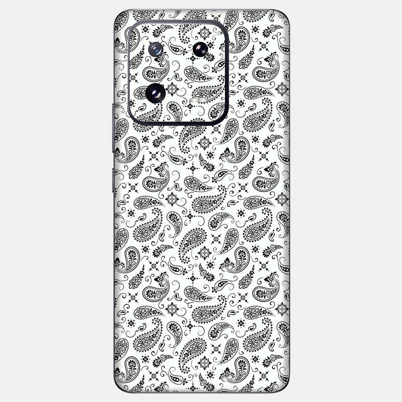 White Paisley Glass Back